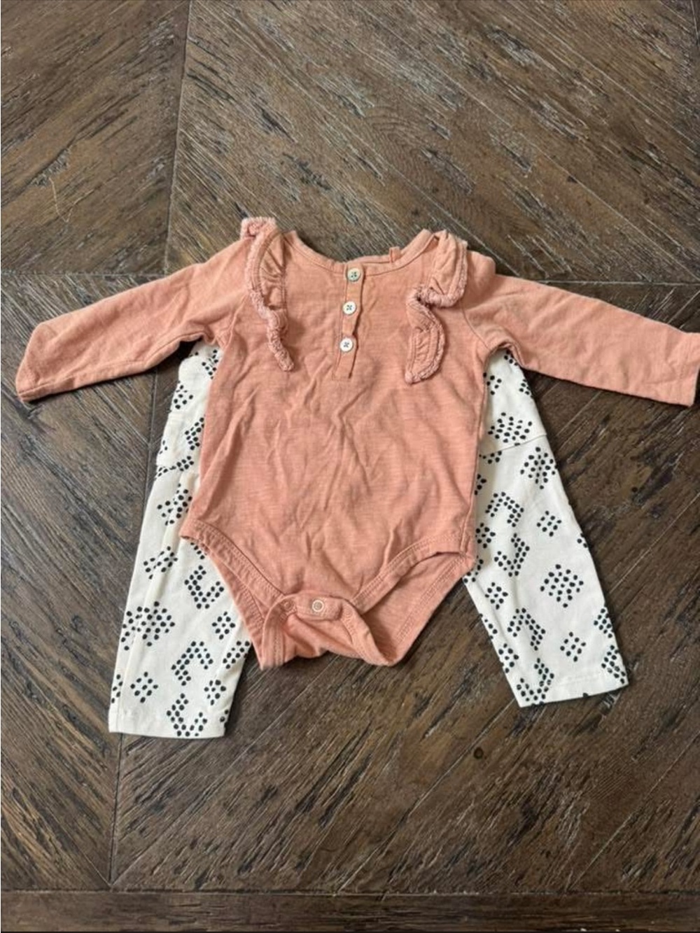 Jessica Simpson Peach Long-Sleeve Ruffle One-Piece